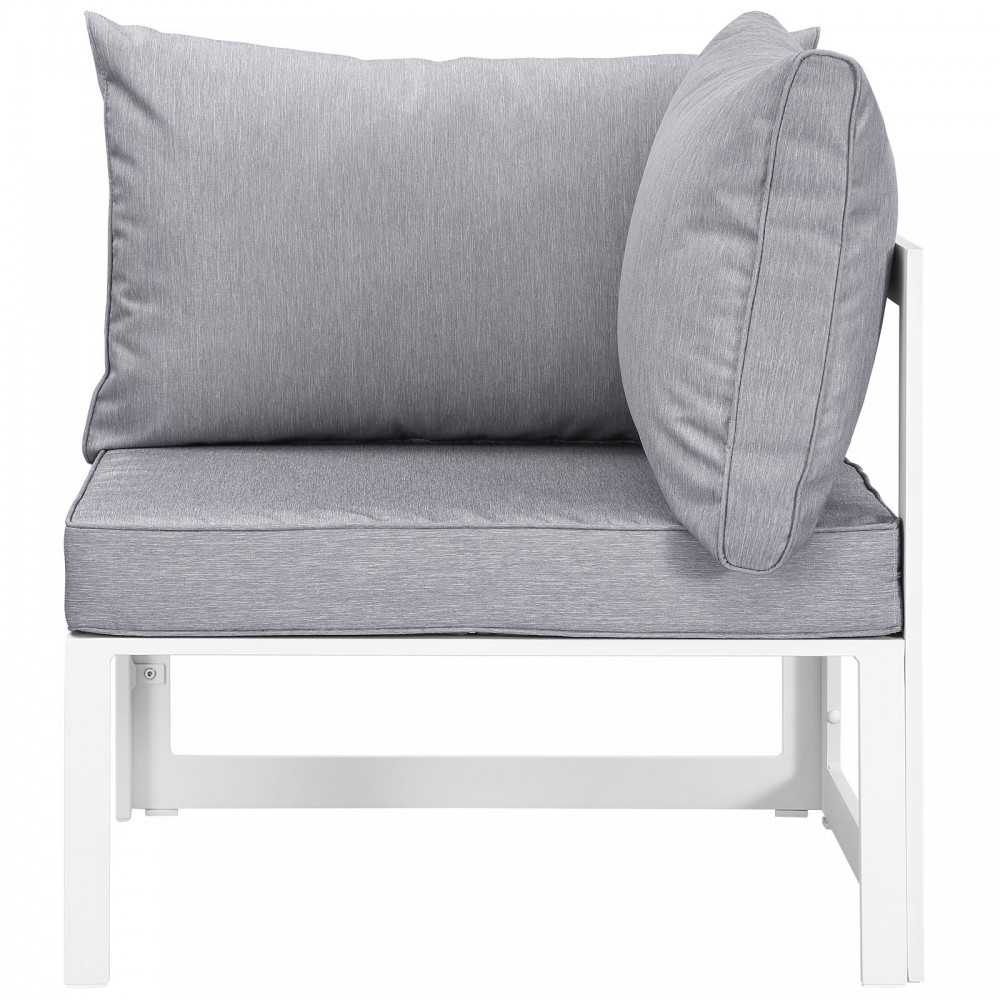 Fortuna Corner Outdoor Patio Armchair, White Gray