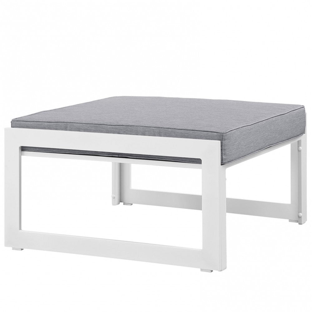 Fortuna Outdoor Patio Ottoman, White Gray