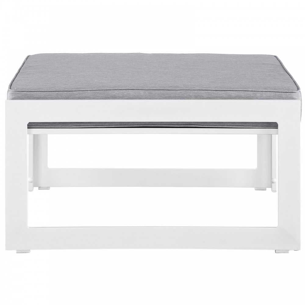 Fortuna Outdoor Patio Ottoman, White Gray