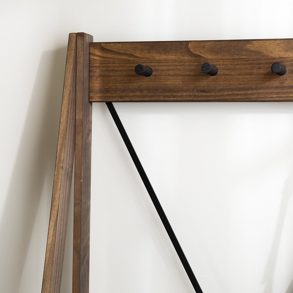 Frankie 68" Solid Wood Angled Hall Tree - Brown