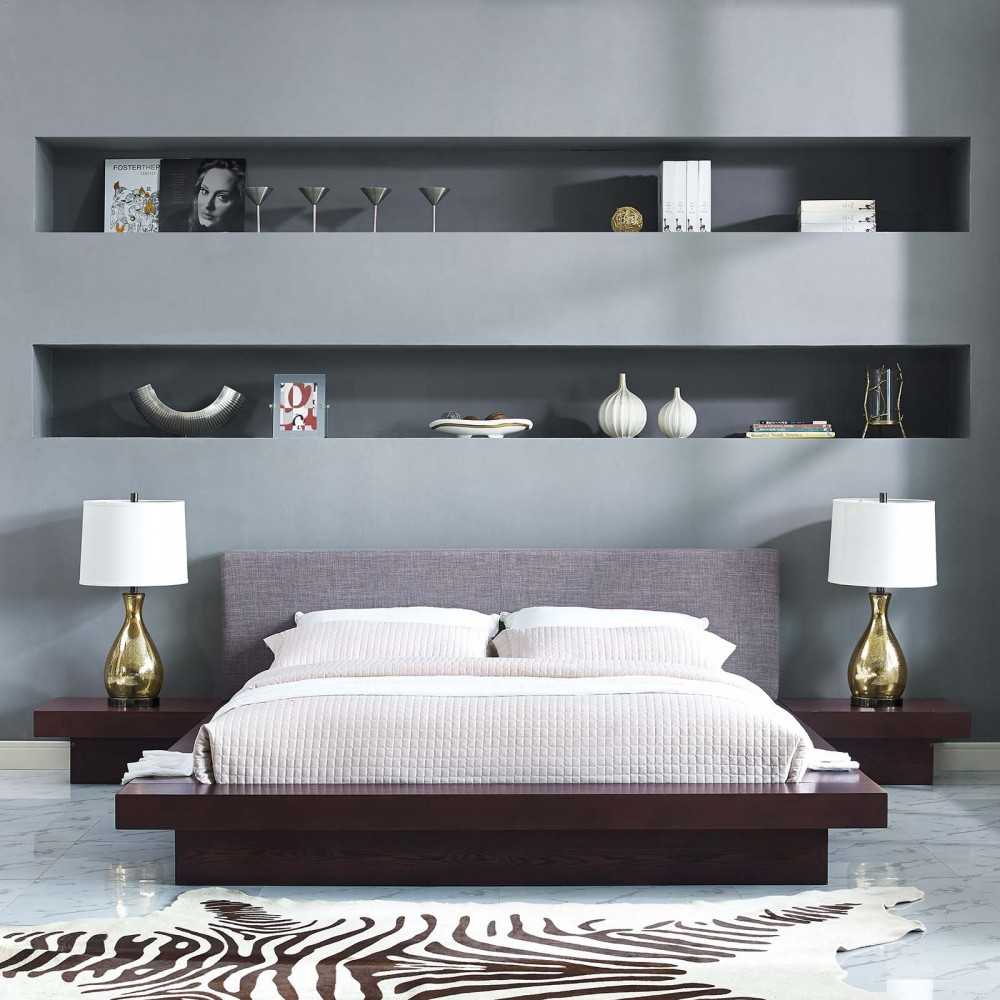 Freja 3 Piece Queen Fabric Bedroom Set, White, MOD-5492-CAP-GRY-SET