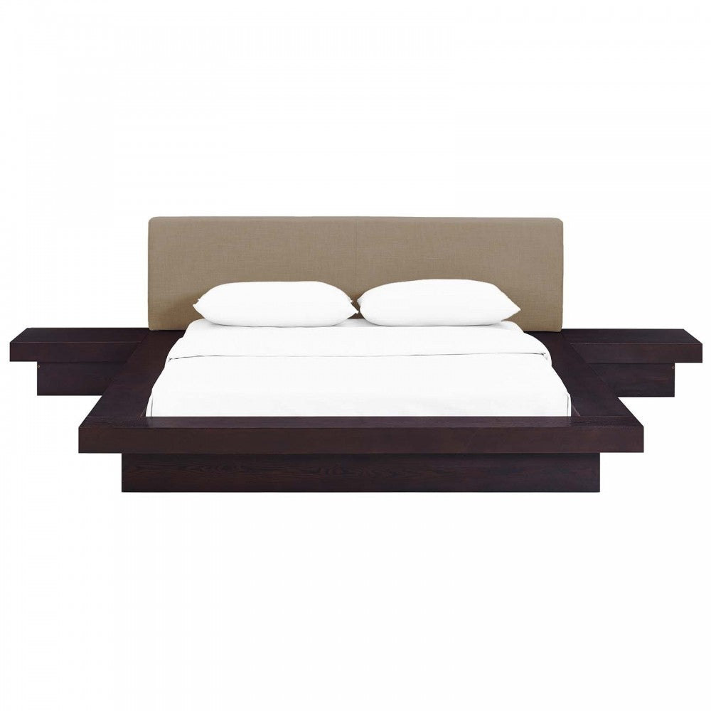 Freja 3 Piece Queen Fabric Bedroom Set, White, MOD-5492-CAP-LAT-SET