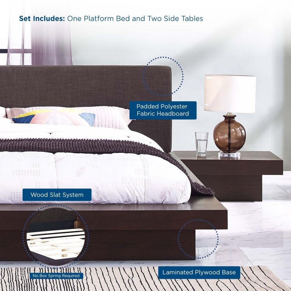 Freja 3 Piece Queen Fabric Bedroom Set, White, MOD-5492-CAP-LAT-SET