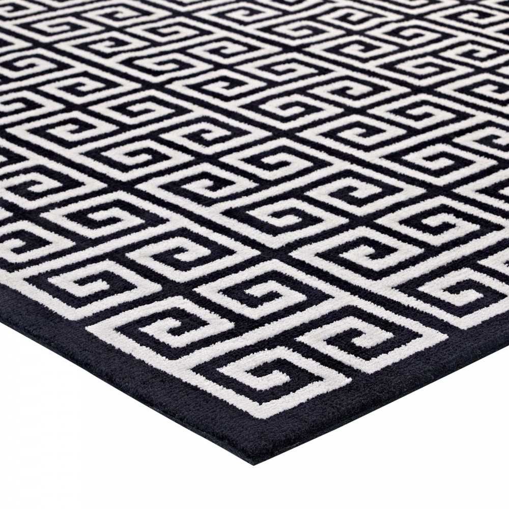 Freydis Greek Key 5x8 Area Rug, Black and White