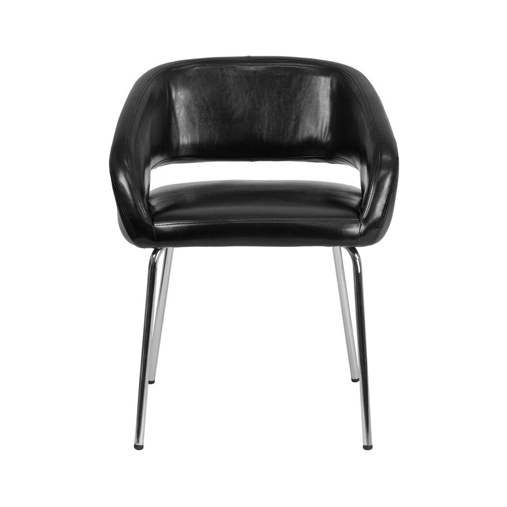 Fusion Series Contemporary Black LeatherSoft Side Reception Chair
