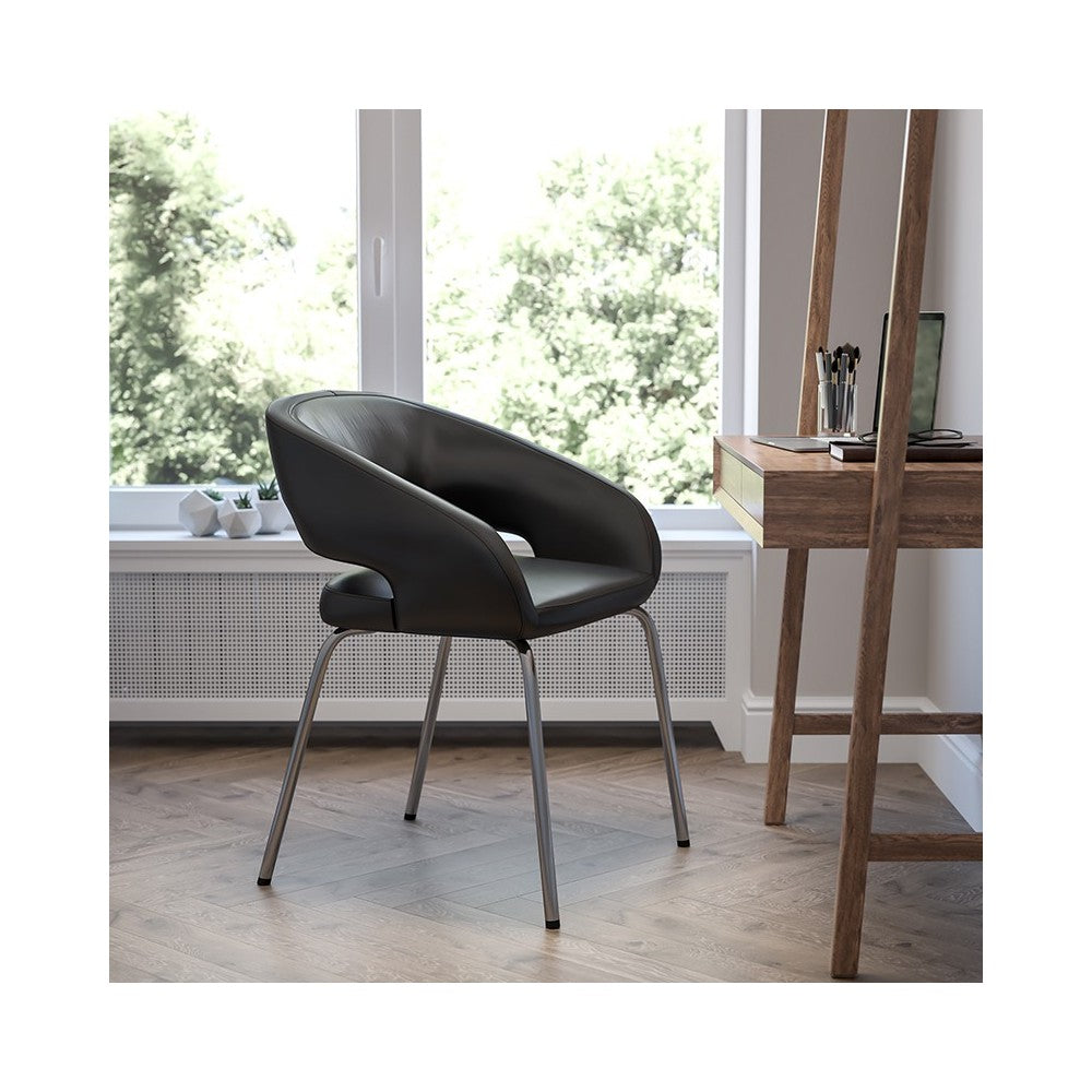 Fusion Series Contemporary Black LeatherSoft Side Reception Chair