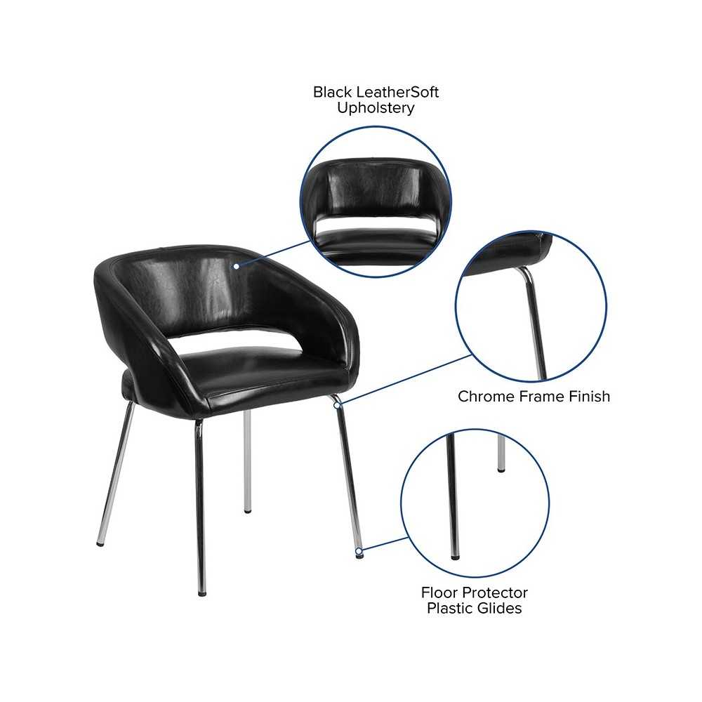 Fusion Series Contemporary Black LeatherSoft Side Reception Chair