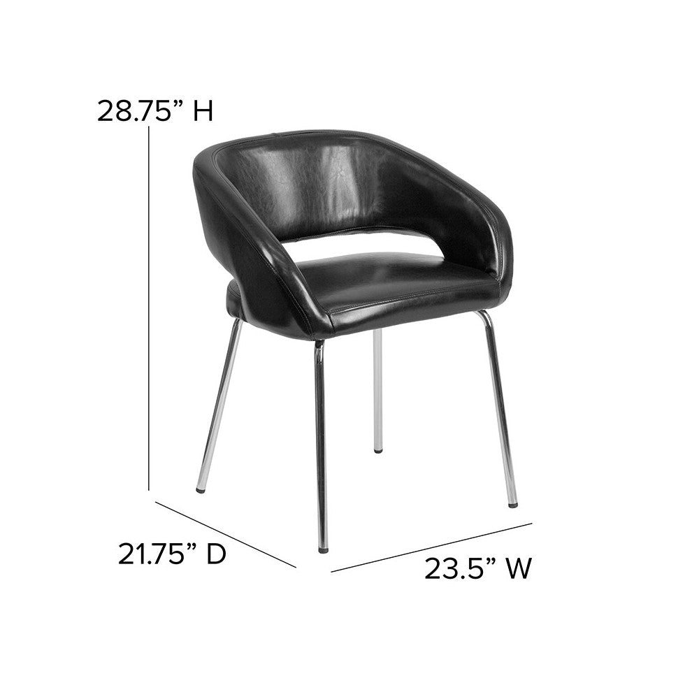 Fusion Series Contemporary Black LeatherSoft Side Reception Chair