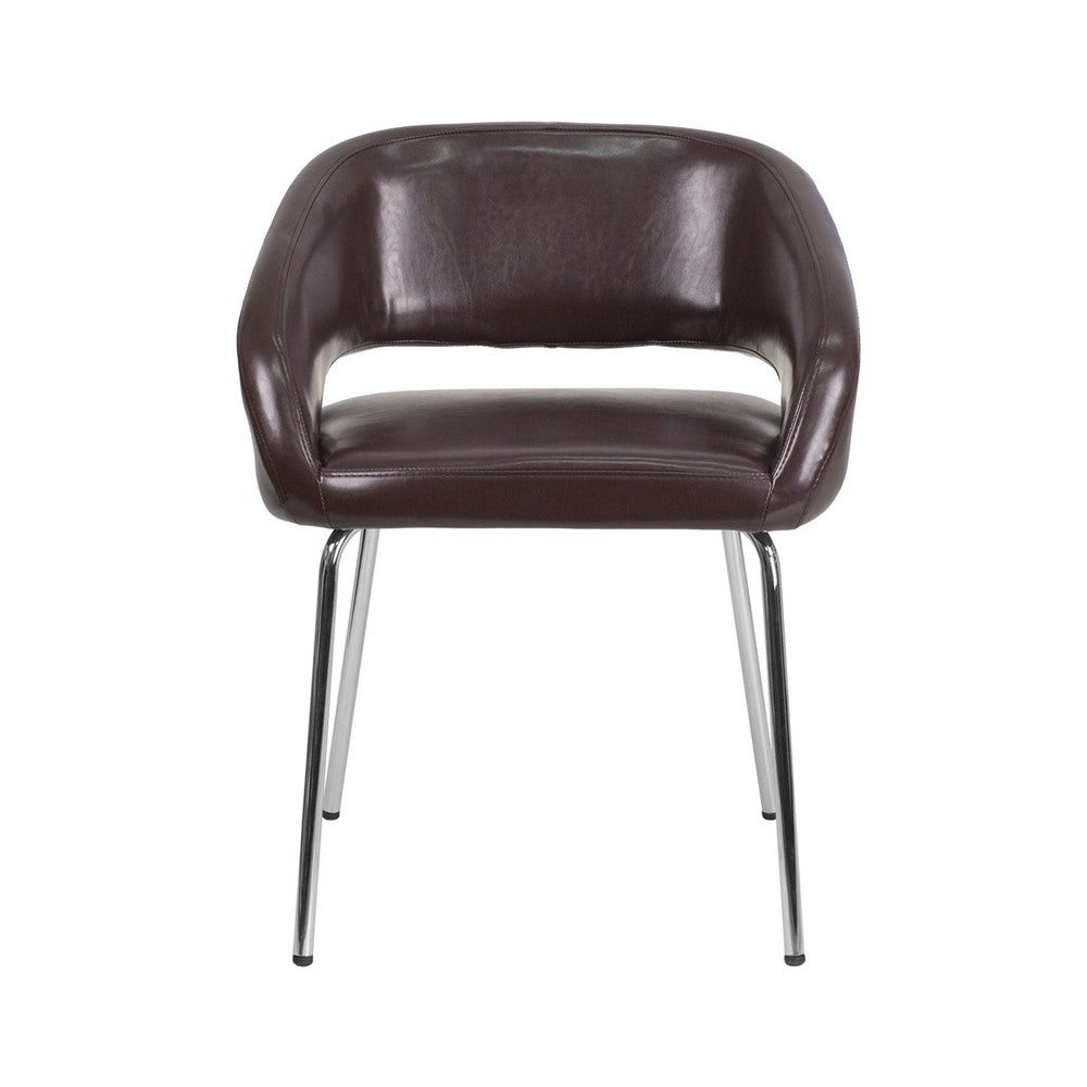Fusion Series Contemporary Brown LeatherSoft Side Reception Chair