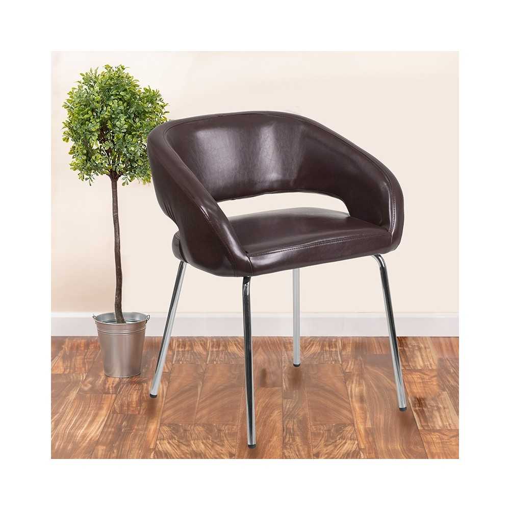 Fusion Series Contemporary Brown LeatherSoft Side Reception Chair