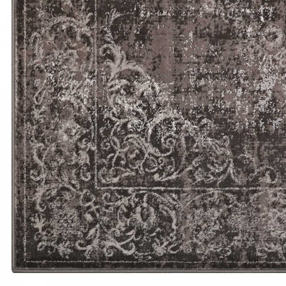 Gamela Rustic Vintage Ornate Floral Medallion 5x8 Area Rug, Antique Light and Dark Brown