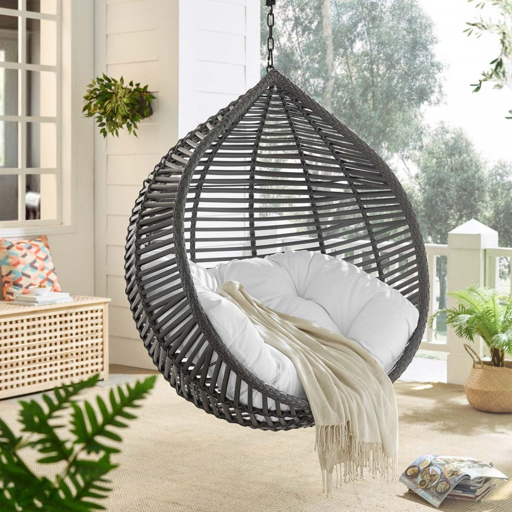 Garner Teardrop Outdoor Patio Swing Chair, Gray White