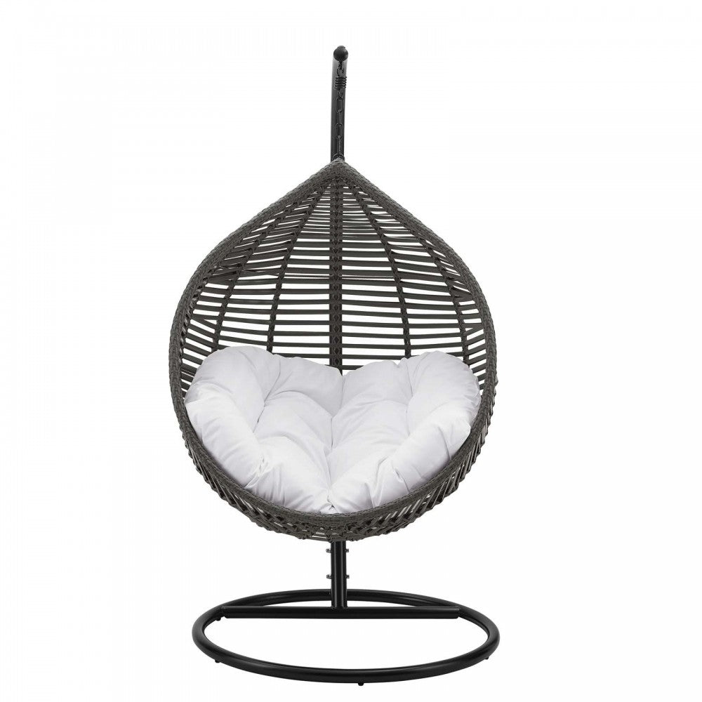 Garner Teardrop Outdoor Patio Swing Chair, Gray White