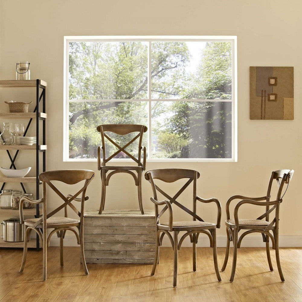 Gear Dining Armchair Set of 4, Walnut