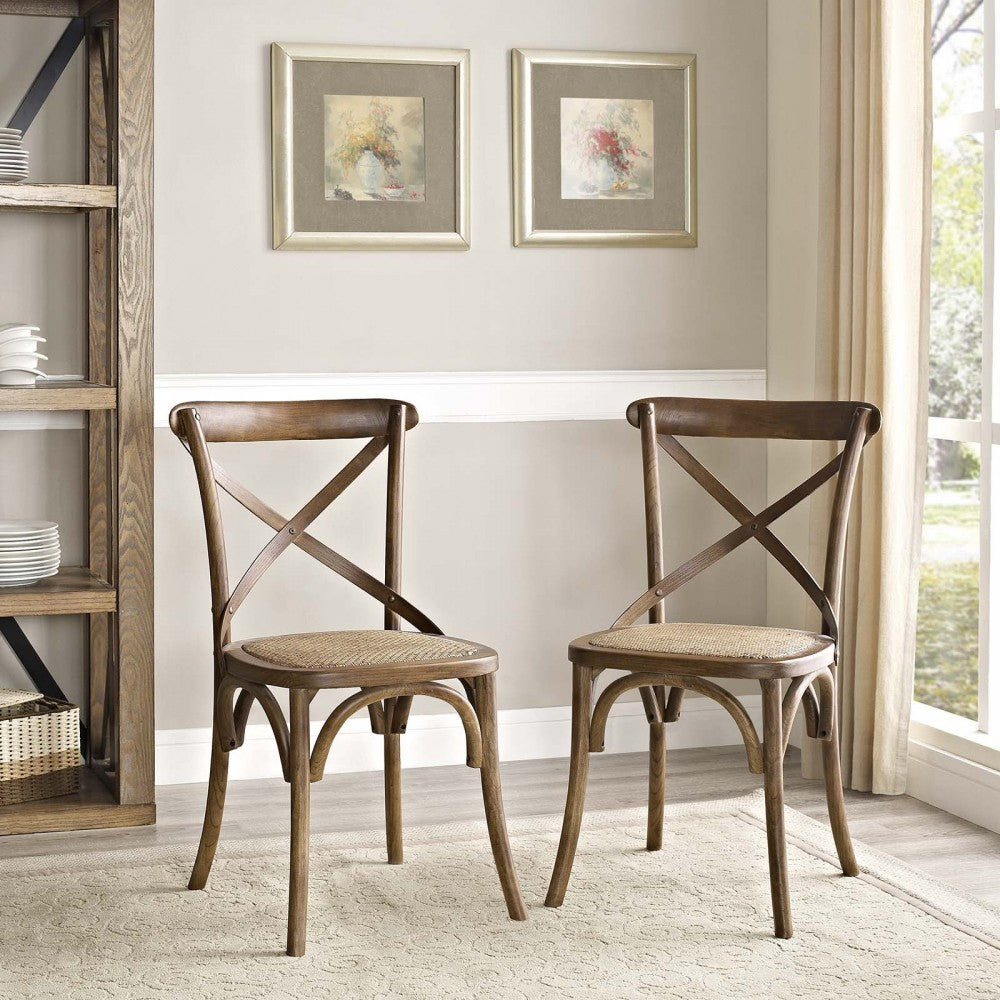 Gear Dining Side Chair Set of 2, Walnut