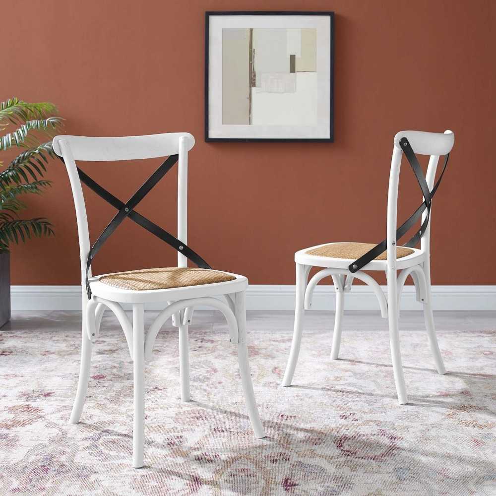 Gear Dining Side Chair Set of 2, White Black