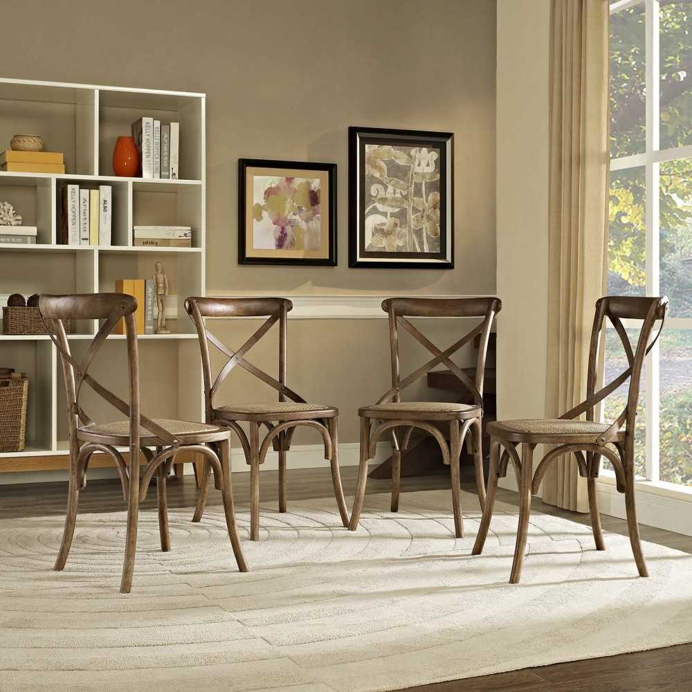 Gear Dining Side Chair Set of 4, Walnut
