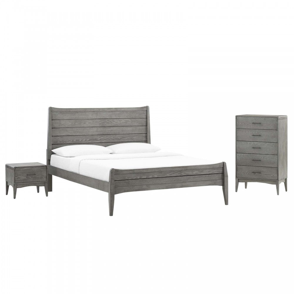 Georgia 3 Piece Twin Bedroom Set, Gray, MOD-6718-GRY-SET