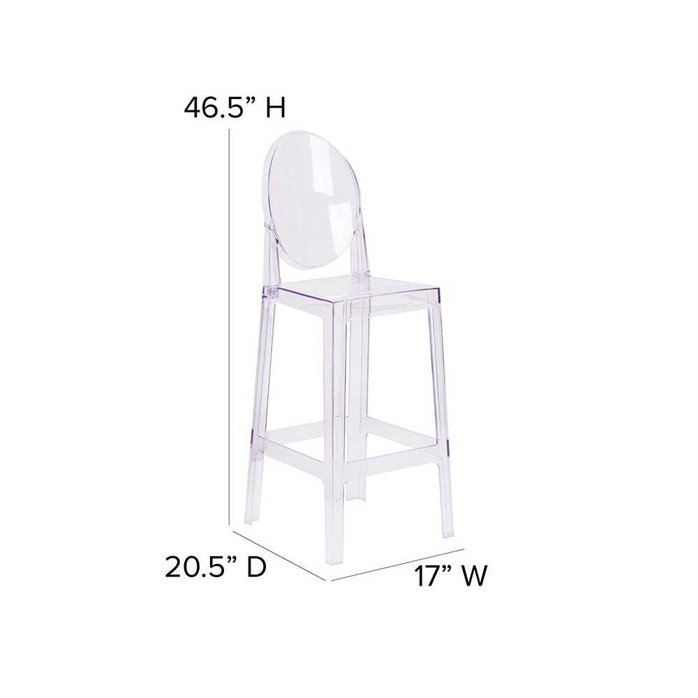 Ghost Barstool with Oval Back in Transparent Crystal