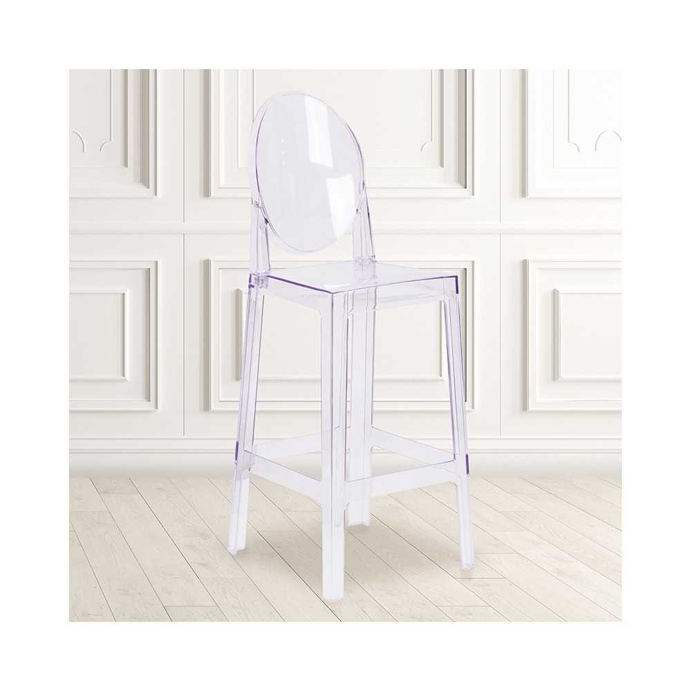 Ghost Barstool with Oval Back in Transparent Crystal