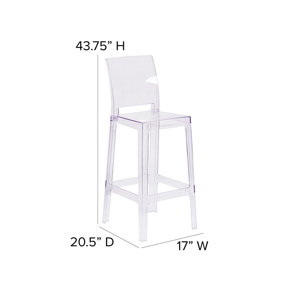 Ghost Barstool with Square Back in Transparent Crystal