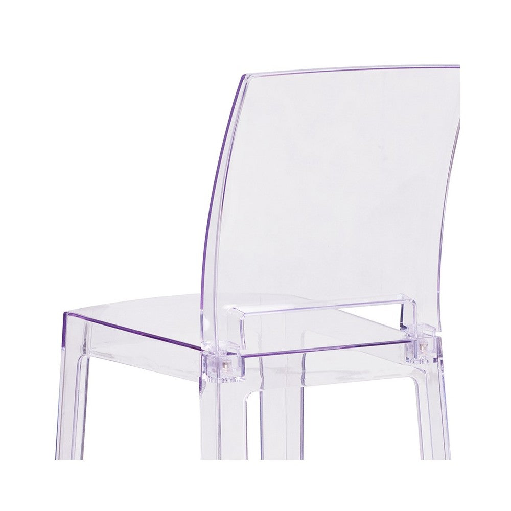 Ghost Barstool with Square Back in Transparent Crystal