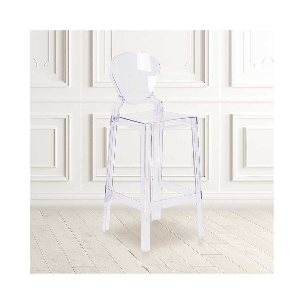 Ghost Barstool with Tear Back in Transparent Crystal