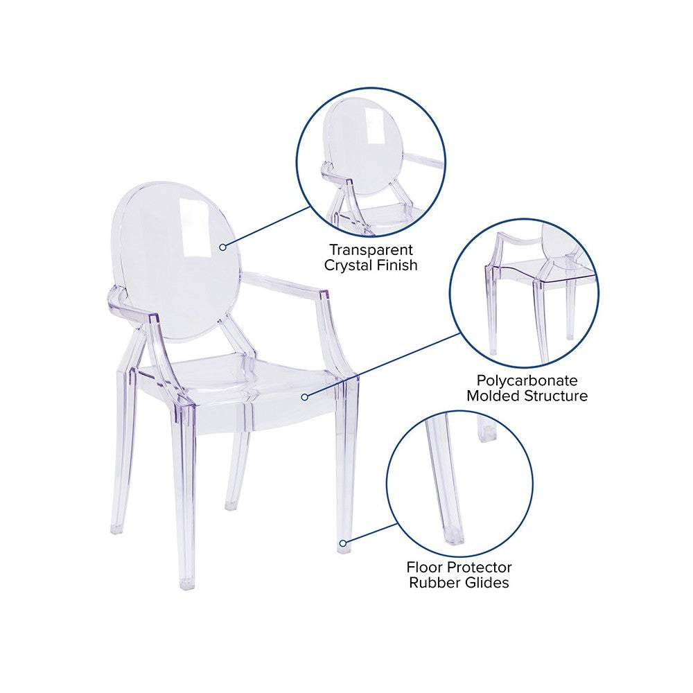 Ghost Chair with Arms in Transparent Crystal
