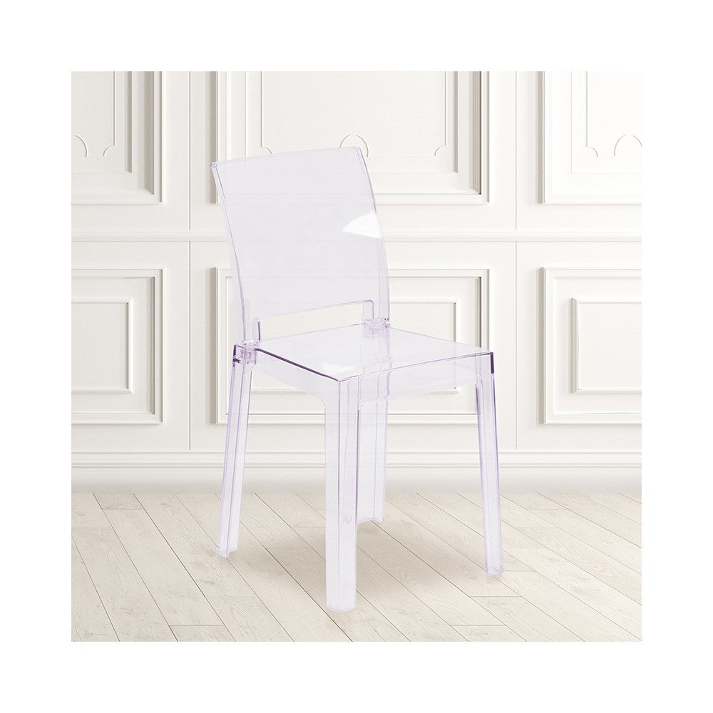 Ghost Chair with Square Back in Transparent Crystal