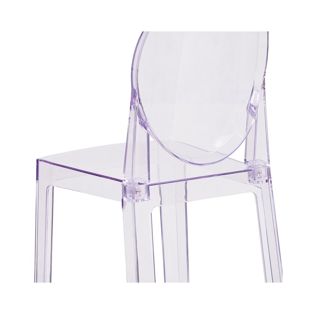 Ghost Counter Stool with Oval Back in Transparent Crystal