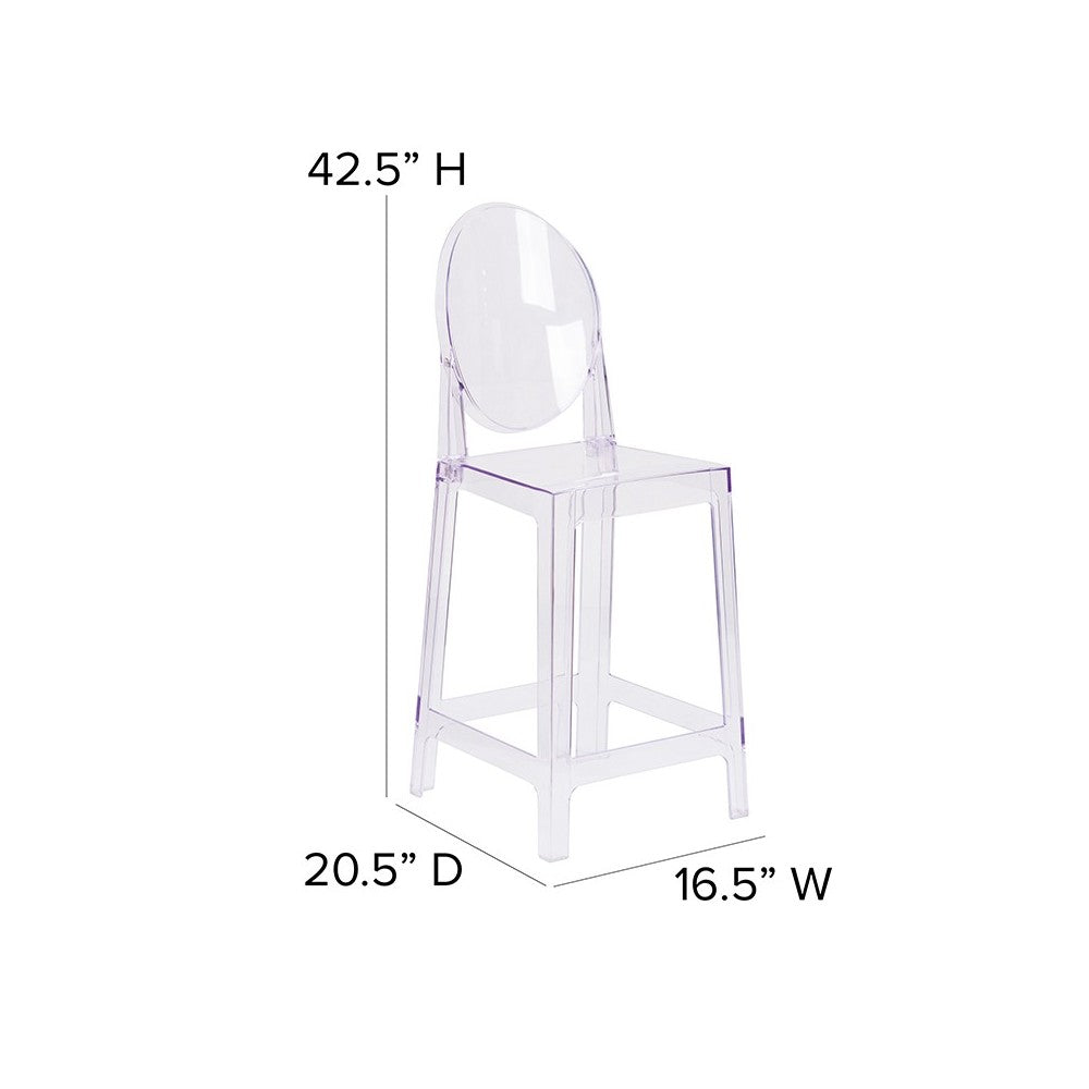 Ghost Counter Stool with Oval Back in Transparent Crystal