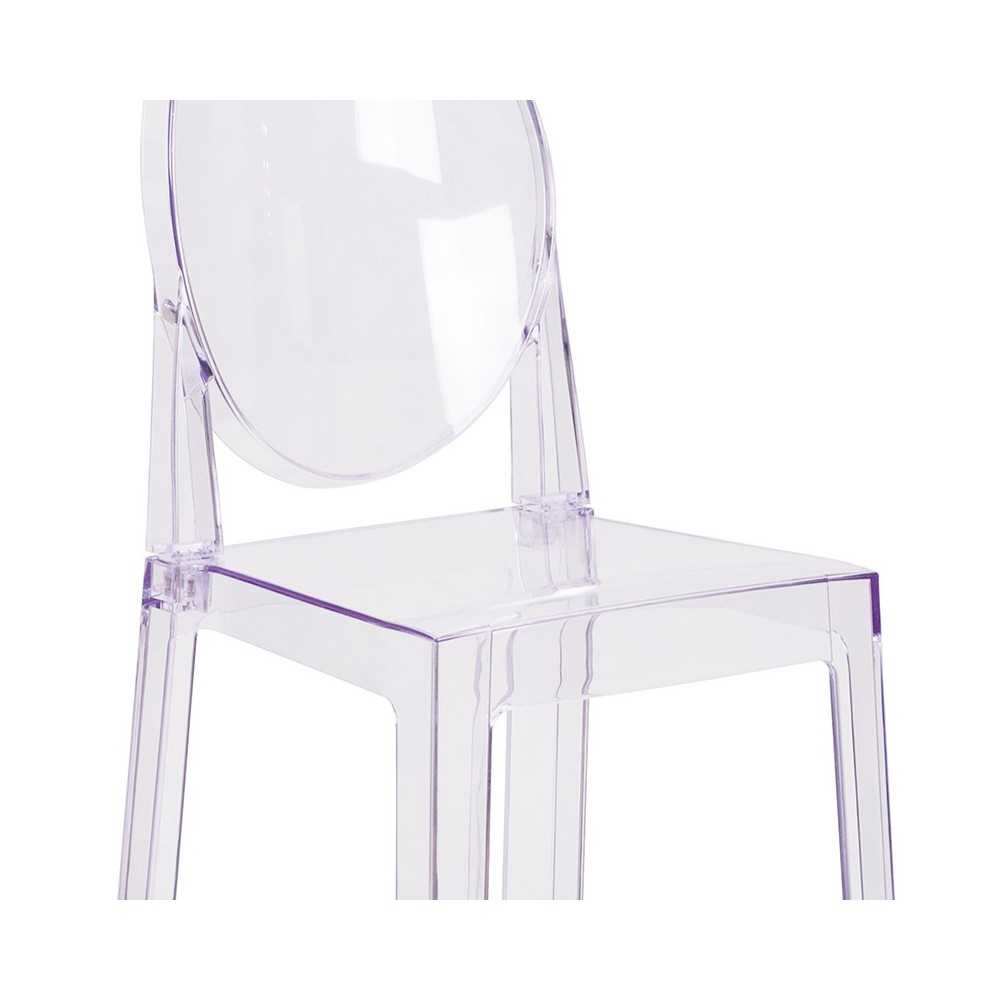Ghost Counter Stool with Oval Back in Transparent Crystal