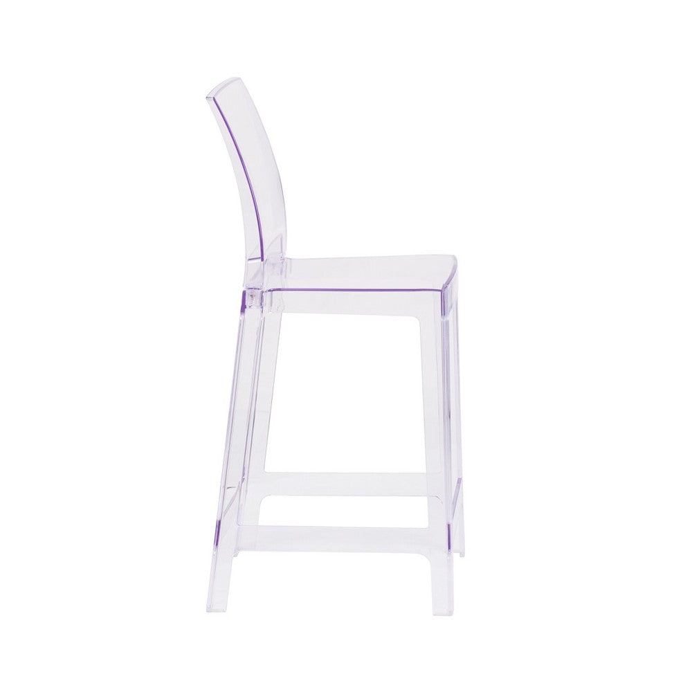 Ghost Counter Stool with Square Back in Transparent Crystal