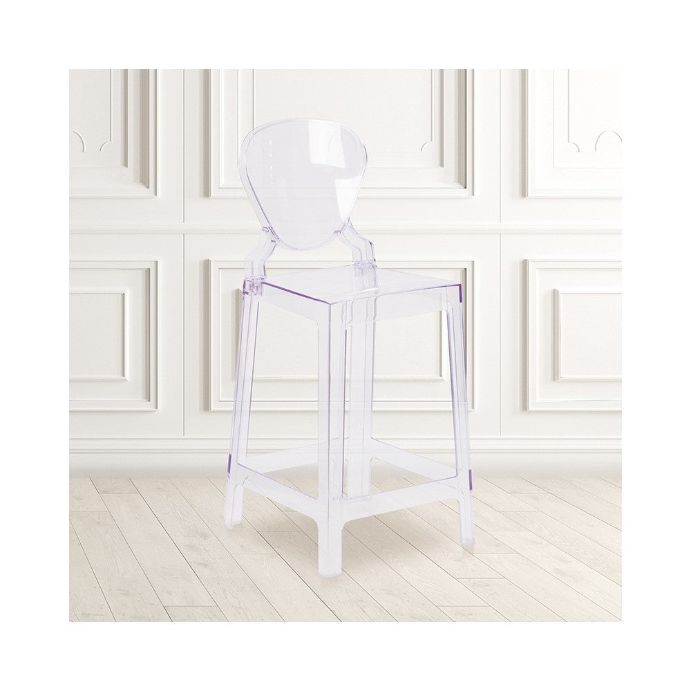 Ghost Counter Stool with Tear Back in Transparent Crystal