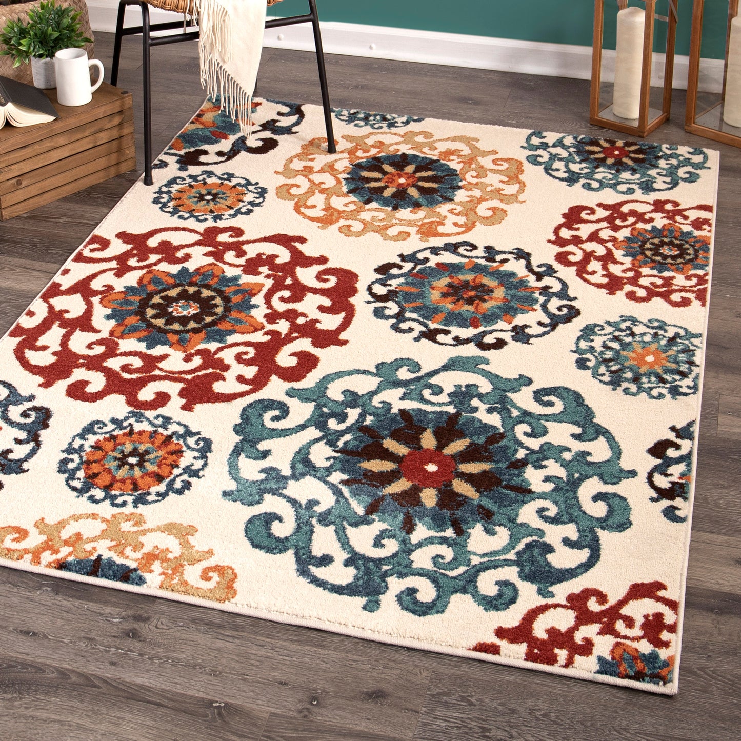 Orian Essential Courtyard Suzani Cream 47"X65"