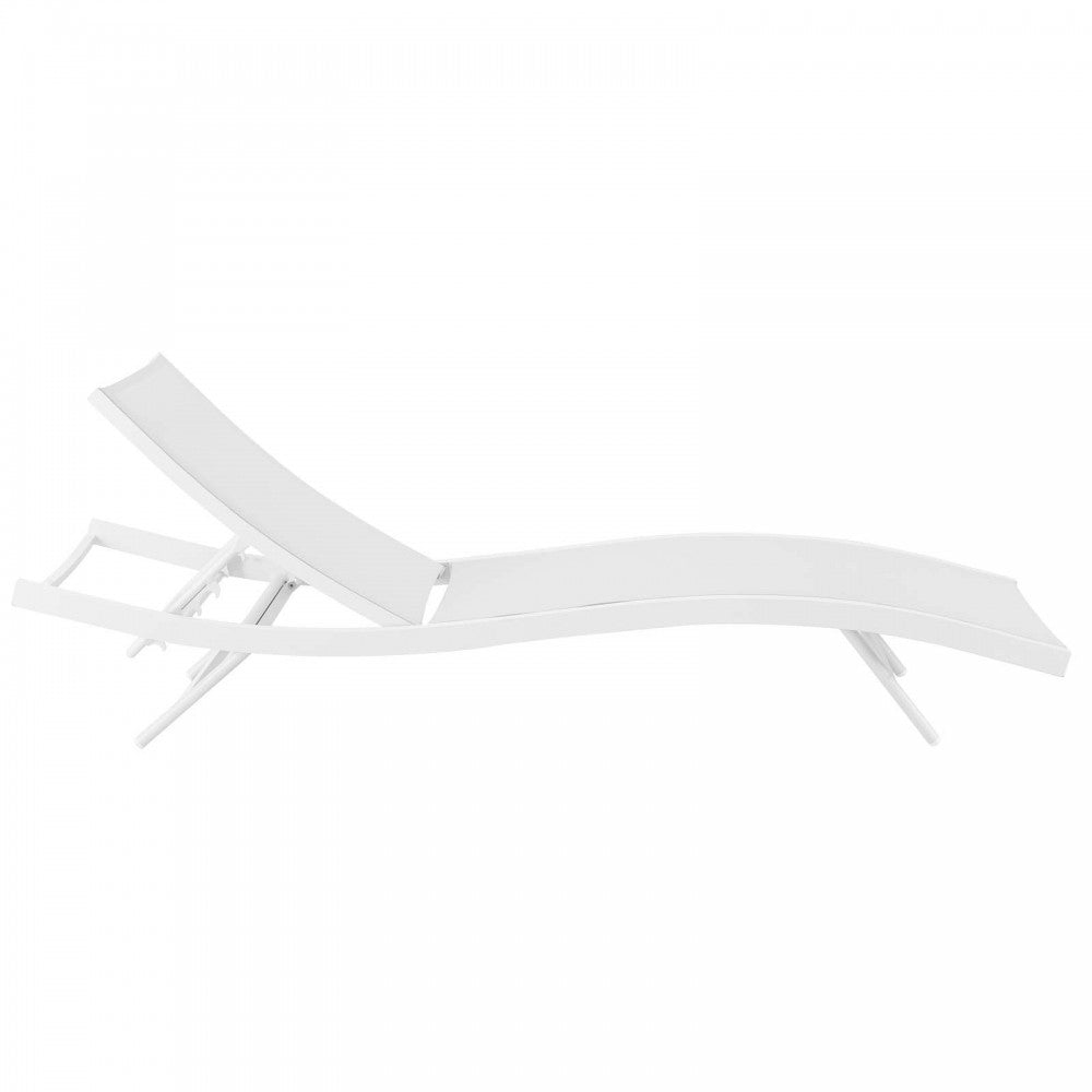 Glimpse Outdoor Patio Mesh Chaise Lounge Chair, White White
