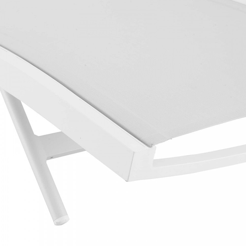 Glimpse Outdoor Patio Mesh Chaise Lounge Chair, White White