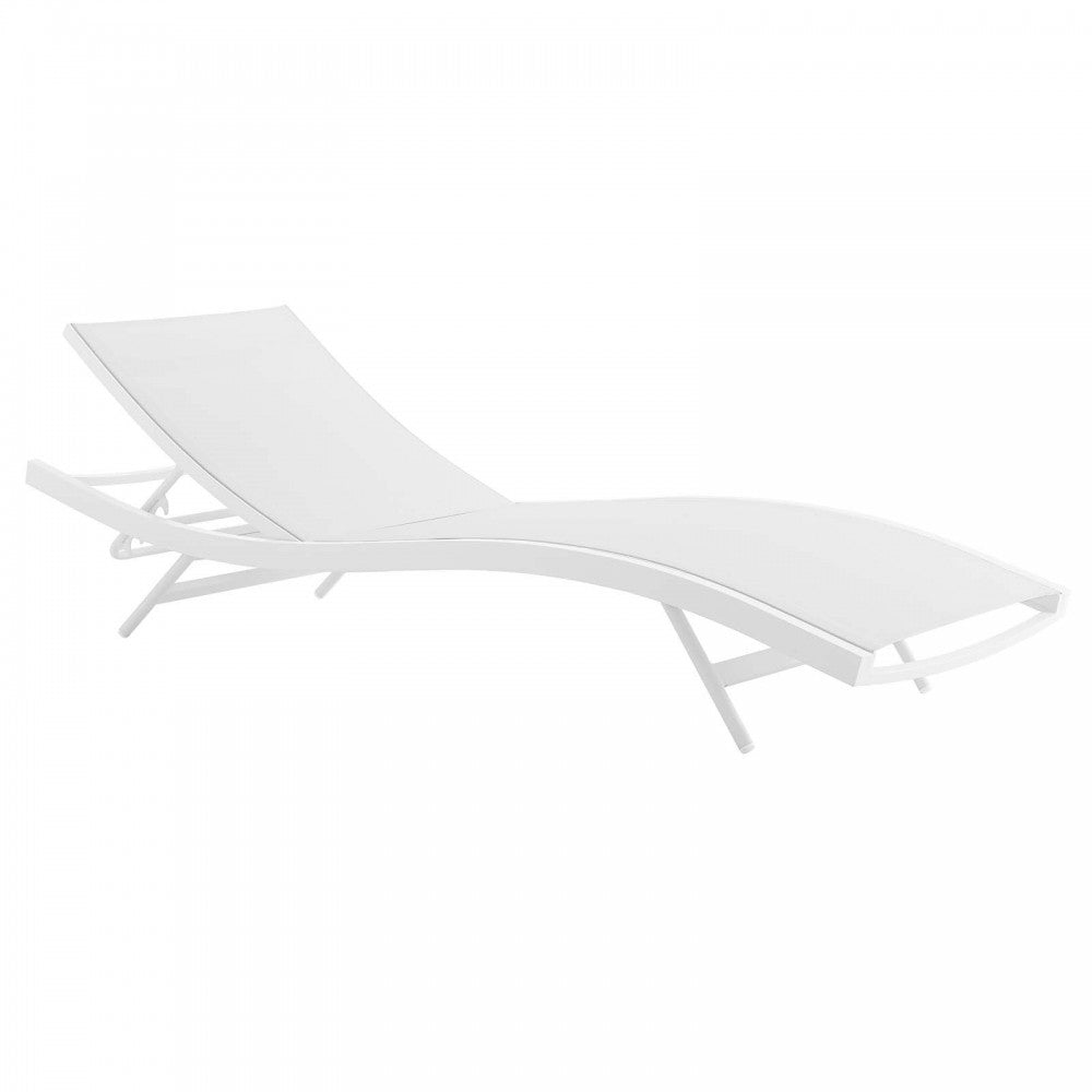 Glimpse Outdoor Patio Mesh Chaise Lounge Chair, White White