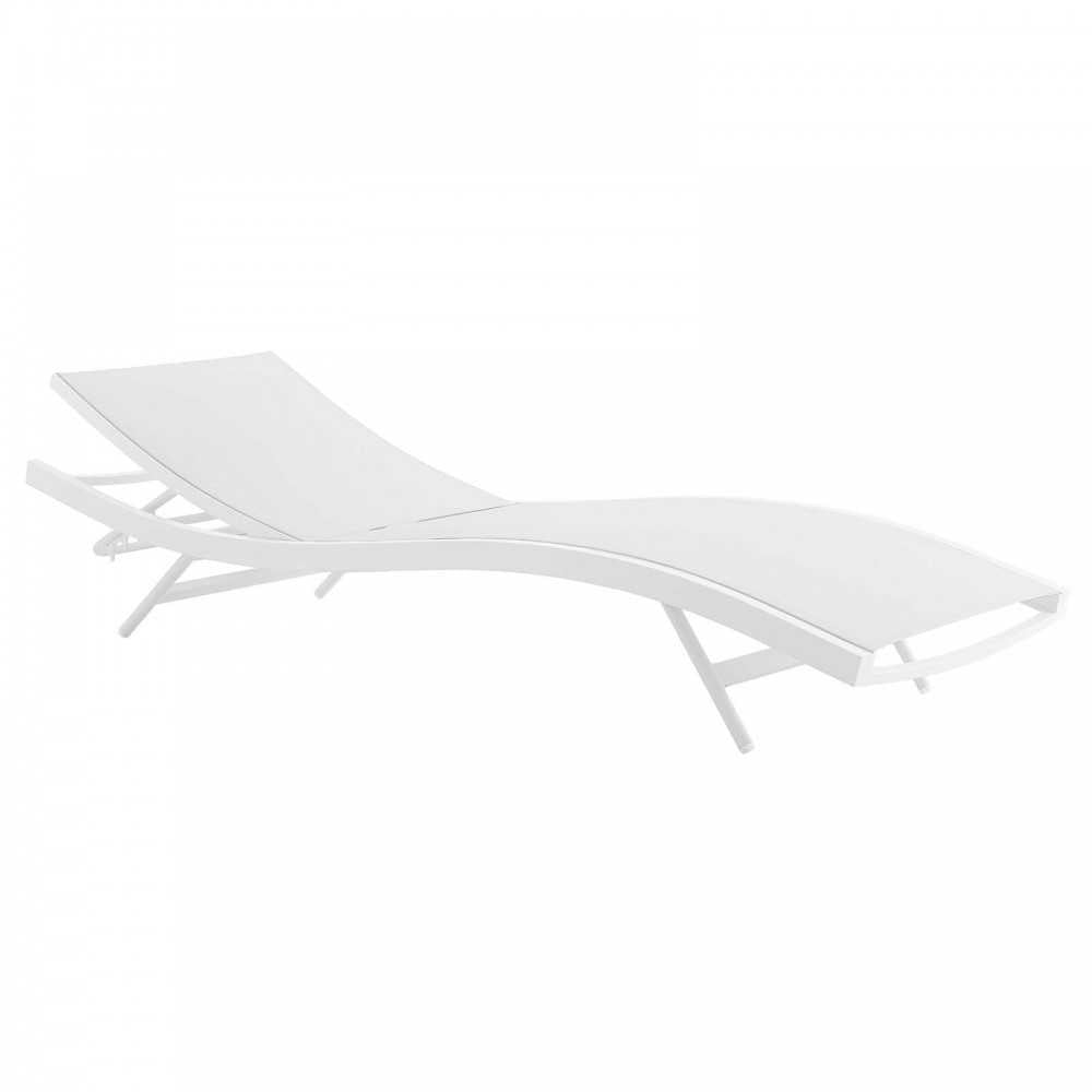 Glimpse Outdoor Patio Mesh Chaise Lounge Chair, White White