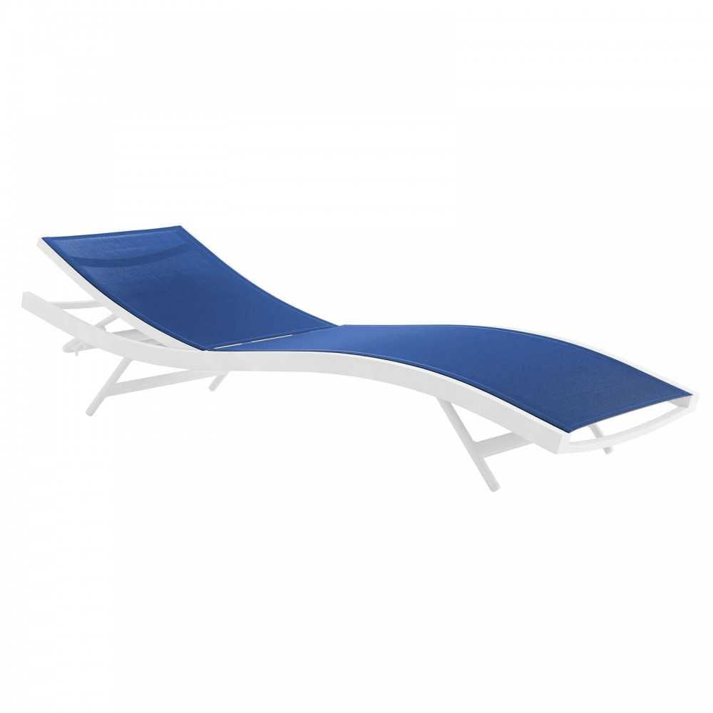 Glimpse Outdoor Patio Mesh Chaise Lounge Set of 2, White Navy