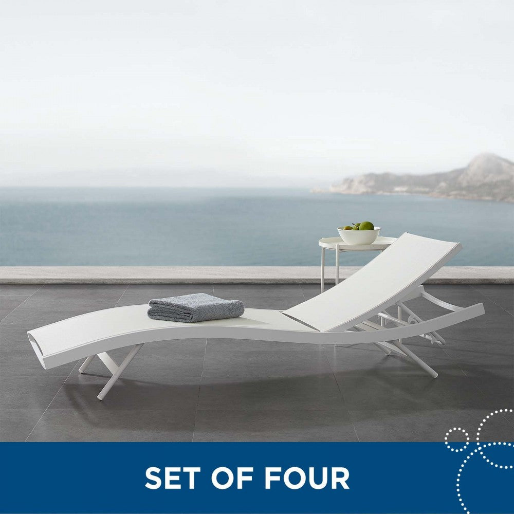 Glimpse Outdoor Patio Mesh Chaise Lounge Set of 4, White White