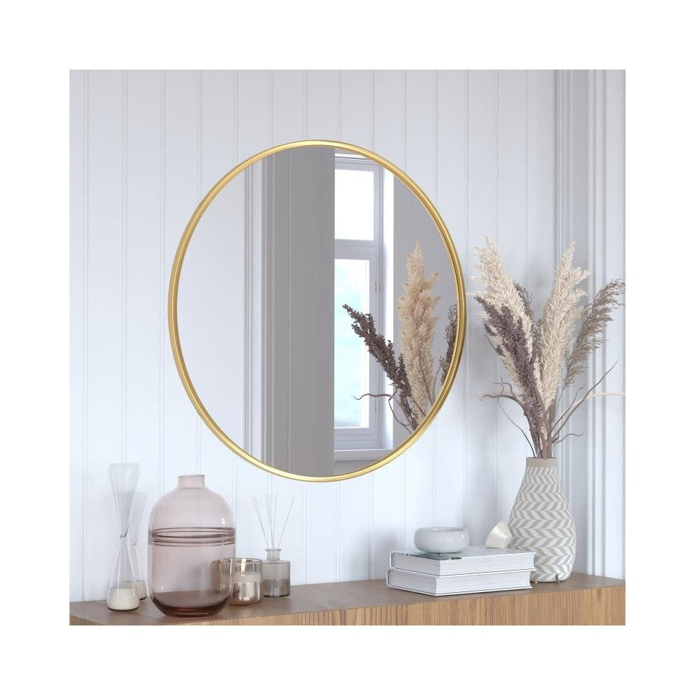 Gold 30" Round Wall Mirror