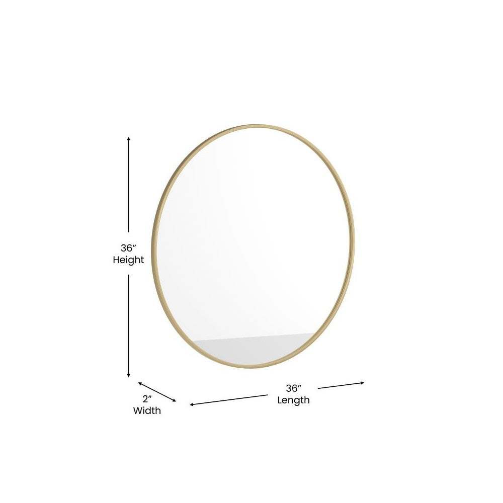 Gold 36" Round Wall Mirror