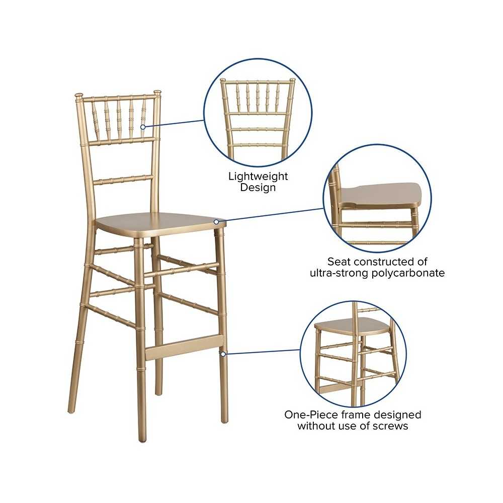 Gold Wood Chiavari Barstool