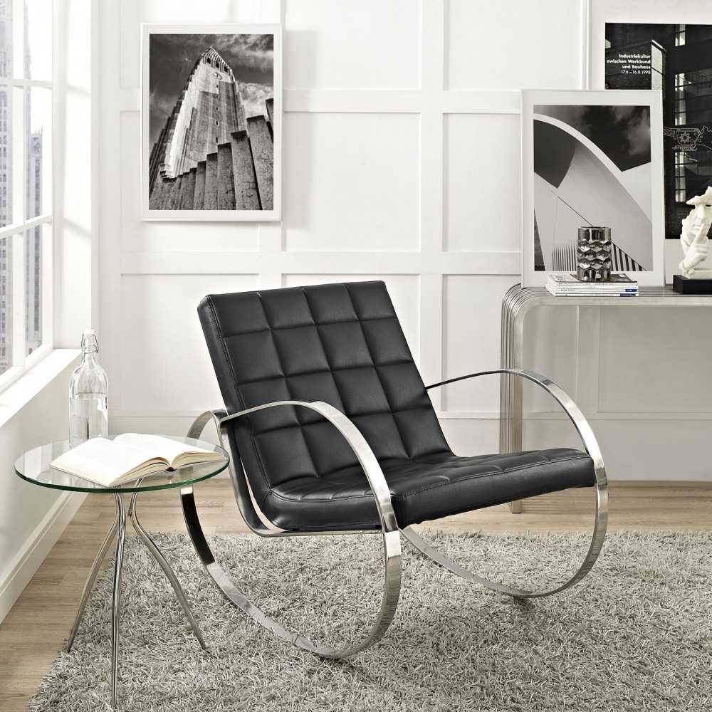 Gravitas Upholstered Vinyl Lounge Chair, Black