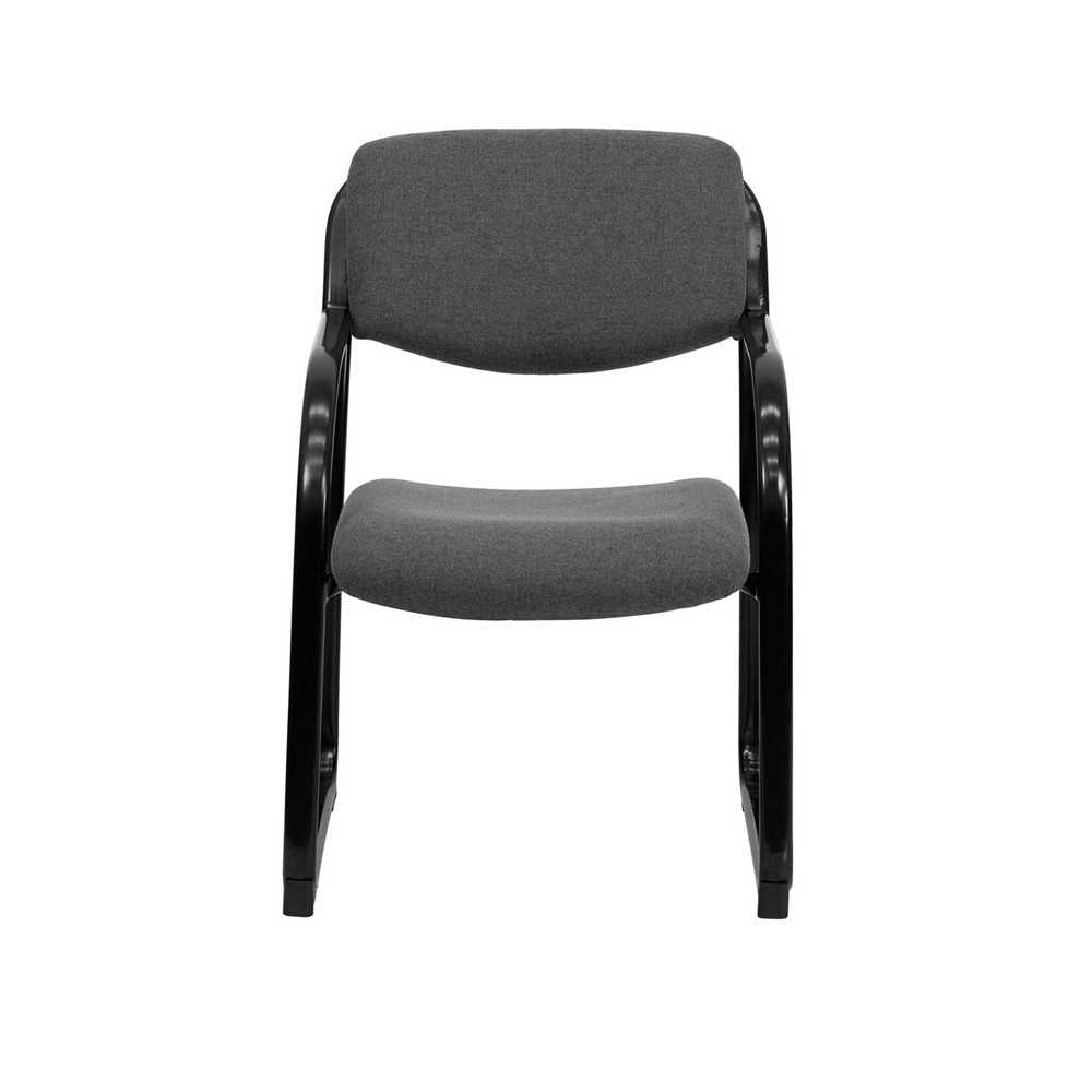 Gray Fabric Executive Side Reception Chair with Sled Base