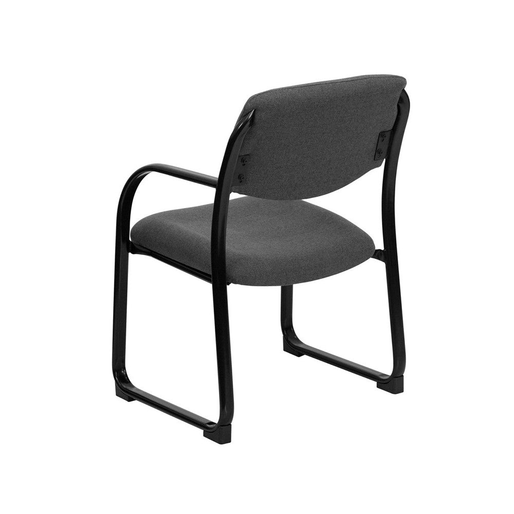 Gray Fabric Executive Side Reception Chair with Sled Base