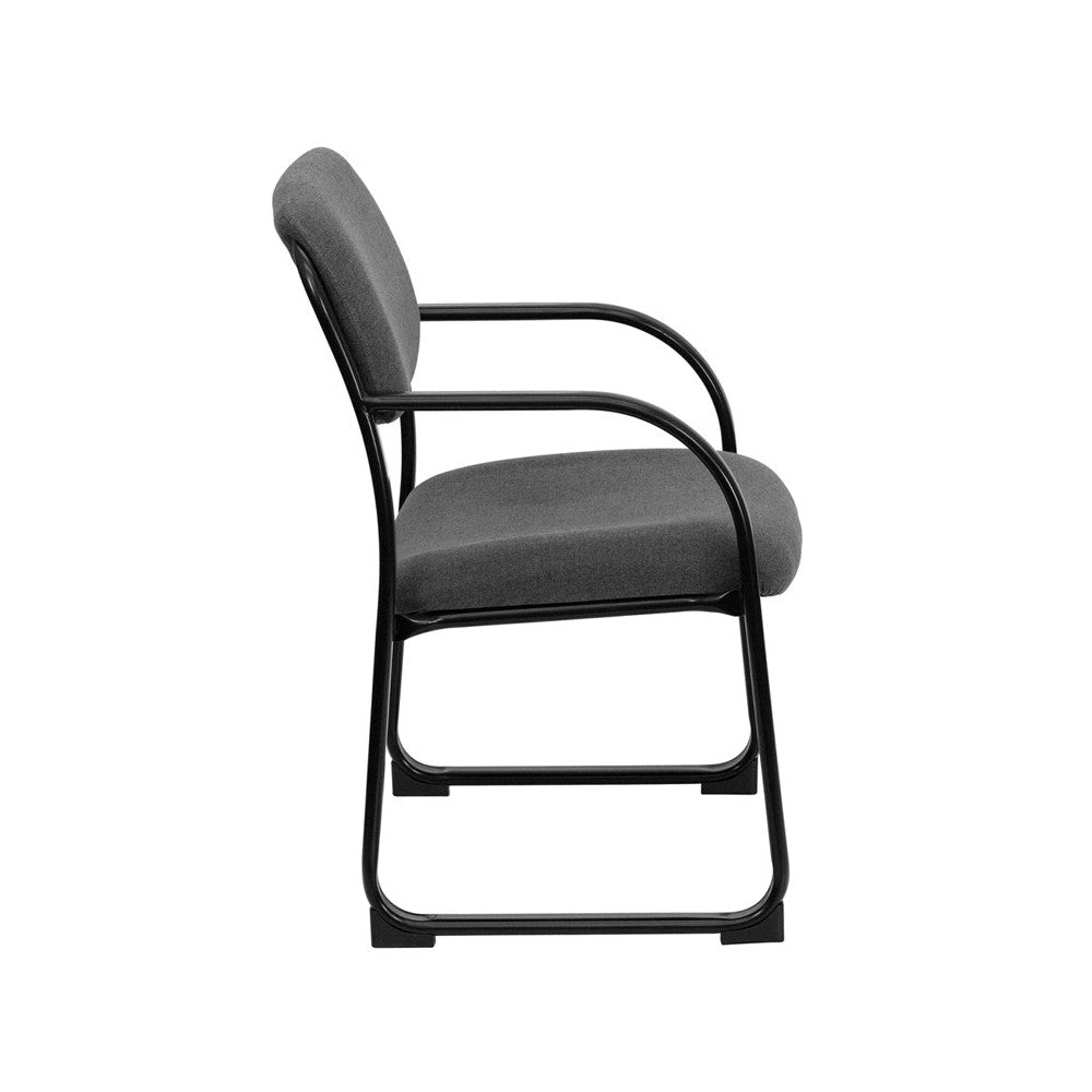 Gray Fabric Executive Side Reception Chair with Sled Base
