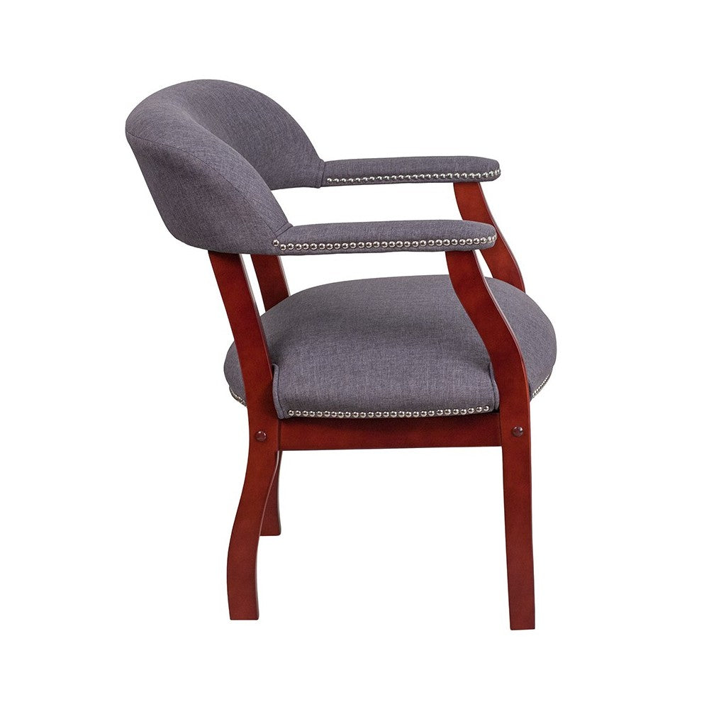 Gray Fabric Luxurious Conference Chair with Accent Nail Trim