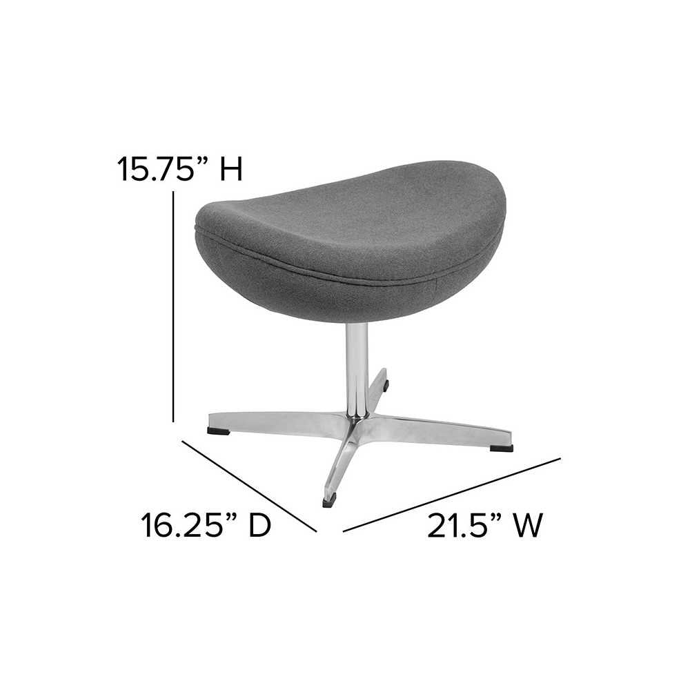 Gray Fabric Saddle Wing Ottoman